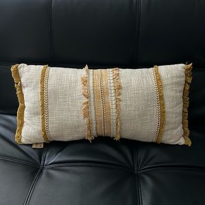 Devi Designs Lumbar Boho Throw Pillow Mustard Yellow 12 x 24”